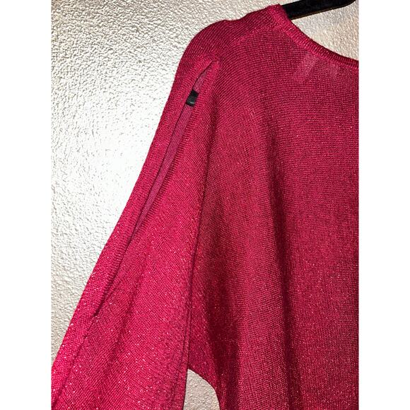 Soft Surroundings Red Metallic Cold Shoulder Sweater L NWT Holiday Festive - Picture 5 of 7
